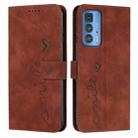 For Motorola Edge 20 Pro Skin Feel Heart Pattern Leather Phone Case(Brown) - 1