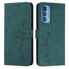 For Motorola Edge 20 Pro Skin Feel Heart Pattern Leather Phone Case(Green) - 1