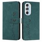 For Motorola Edge X30 Skin Feel Heart Pattern Leather Phone Case(Green) - 1