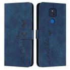 For Motorola Moto G Play 2021 Skin Feel Heart Pattern Leather Phone Case(Blue) - 1