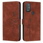 For Motorola Moto G Power 2022 Skin Feel Heart Pattern Leather Phone Case(Brown) - 1