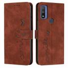 For Motorola G Pure Skin Feel Heart Pattern Leather Phone Case(Brown) - 1