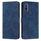 For Motorola G Pure Skin Feel Heart Pattern Leather Phone Case(Blue) - 1