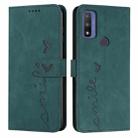 For Motorola G Pure Skin Feel Heart Pattern Leather Phone Case(Green) - 1