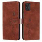 For Motorola Moto G Stylus 2021 Skin Feel Heart Pattern Leather Phone Case(Brown) - 1