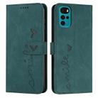 For Motorola Moto G22 Skin Feel Heart Pattern Leather Phone Case(Green) - 1