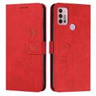 For Motorola Moto G30 Skin Feel Heart Pattern Leather Phone Case(Red) - 1