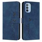 For Motorola Moto G31/G41 Skin Feel Heart Pattern Leather Phone Case(Blue) - 1