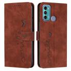 For Motorola Moto G40 Fusion/G60 Skin Feel Heart Pattern Leather Phone Case(Brown) - 1