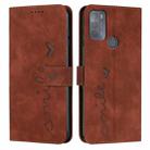 For Motorola Moto G50 Skin Feel Heart Pattern Leather Phone Case(Brown) - 1