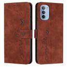 For Motorola Moto G51 5G Skin Feel Heart Pattern Leather Phone Case(Brown) - 1