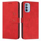 For Motorola Moto G51 5G Skin Feel Heart Pattern Leather Phone Case(Red) - 1