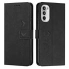 For Motorola Moto G52 Skin Feel Heart Pattern Leather Phone Case(Black) - 1