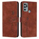 For Motorola Moto G60S Skin Feel Heart Pattern Leather Phone Case(Brown) - 1