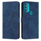 For Motorola Moto G71 5G Skin Feel Heart Pattern Leather Phone Case(Blue) - 1