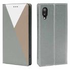 For Samsung Galaxy A02 EU Version 3-Splicing Flip Microfiber Leather Phone Case(Grey) - 1