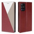 For Samsung Galaxy A32 5G 3-Splicing Flip Microfiber Leather Phone Case(Red Grey) - 1