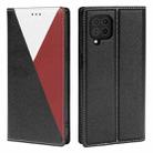 For Samsung Galaxy A42 5G 3-Splicing Flip Microfiber Leather Phone Case(Black Red) - 1