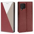 For Samsung Galaxy A42 5G 3-Splicing Flip Microfiber Leather Phone Case(Red Grey) - 1