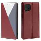 For Samsung Galaxy A42 5G 3-Splicing Flip Microfiber Leather Phone Case(Red Blue) - 1