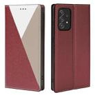 For Samsung Galaxy A72 5G / 4G 3-Splicing Flip Microfiber Leather Phone Case(Red Grey) - 1
