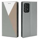 For Samsung Galaxy A72 5G / 4G 3-Splicing Flip Microfiber Leather Phone Case(Grey) - 1
