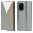 For Samsung Galaxy S20 3-Splicing Flip Microfiber Leather Phone Case(Grey) - 1