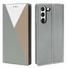For Samsung Galaxy S21 5G 3-Splicing Flip Microfiber Leather Phone Case(Grey) - 1