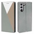 For Samsung Galaxy S21+ 5G 3-Splicing Flip Microfiber Leather Phone Case(Grey) - 1