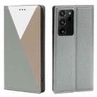 For Samsung Galaxy S21 Ultra 5G 3-Splicing Flip Microfiber Leather Phone Case(Grey) - 1