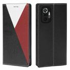 For Xiaomi Redmi Note 10 Pro 3-Splicing Flip Microfiber Leather Phone Case(Black Red) - 1