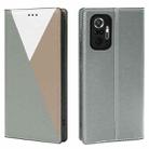 For Xiaomi Redmi Note 10 Pro 3-Splicing Flip Microfiber Leather Phone Case(Grey) - 1