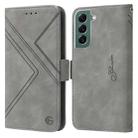 For Samsung Galaxy S22 Plus 5G RFID Geometric Line Flip Leather Phone Case(Grey) - 1