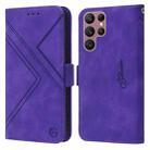 For Samsung Galaxy S22 Ultra 5G RFID Geometric Line Flip Leather Phone Case(Purple) - 1