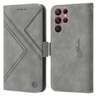 For Samsung Galaxy S22 Ultra 5G RFID Geometric Line Flip Leather Phone Case(Grey) - 1