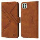 For Samsung Galaxy A12 5G / 4G RFID Geometric Line Flip Leather Phone Case(Brown) - 1