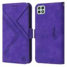 For Samsung Galaxy A12 5G / 4G RFID Geometric Line Flip Leather Phone Case(Purple) - 1