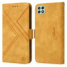 For Samsung Galaxy A12 5G / 4G RFID Geometric Line Flip Leather Phone Case(Yellow) - 1