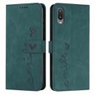 For Samsung Galaxy A02/M02 Skin Feel Heart Pattern Leather Phone Case(Green) - 1