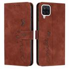For Samsung Galaxy A12 Skin Feel Heart Pattern Leather Phone Case(Brown) - 1