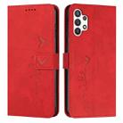 For Samsung Galaxy A13 4G Skin Feel Heart Pattern Leather Phone Case(Red) - 1