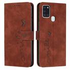 For Samsung Galaxy A21S Skin Feel Heart Pattern Leather Phone Case(Brown) - 1