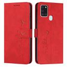 For Samsung Galaxy A21S Skin Feel Heart Pattern Leather Phone Case(Red) - 1