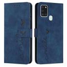 For Samsung Galaxy A21S Skin Feel Heart Pattern Leather Phone Case(Blue) - 1