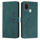 For Samsung Galaxy A21S Skin Feel Heart Pattern Leather Phone Case(Green) - 1