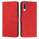 For Samsung Galaxy A50 Skin Feel Heart Pattern Leather Phone Case(Red) - 1