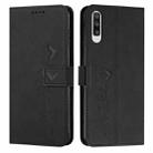 For Samsung Galaxy A50 Skin Feel Heart Pattern Leather Phone Case(Black) - 1