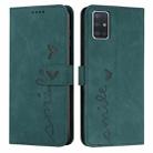 For Samsung Galaxy A51 4G Skin Feel Heart Pattern Leather Phone Case(Green) - 1