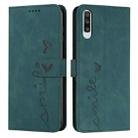 For Samsung Galaxy A70 Skin Feel Heart Pattern Leather Phone Case(Green) - 1