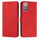 For Samsung Galaxy Note20 Skin Feel Heart Pattern Leather Phone Case(Red) - 1